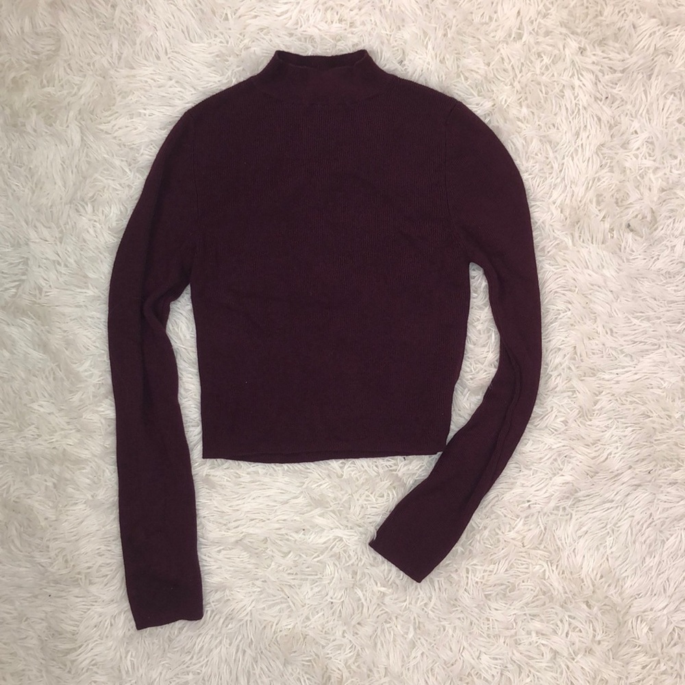 Cropped mock neck sweater